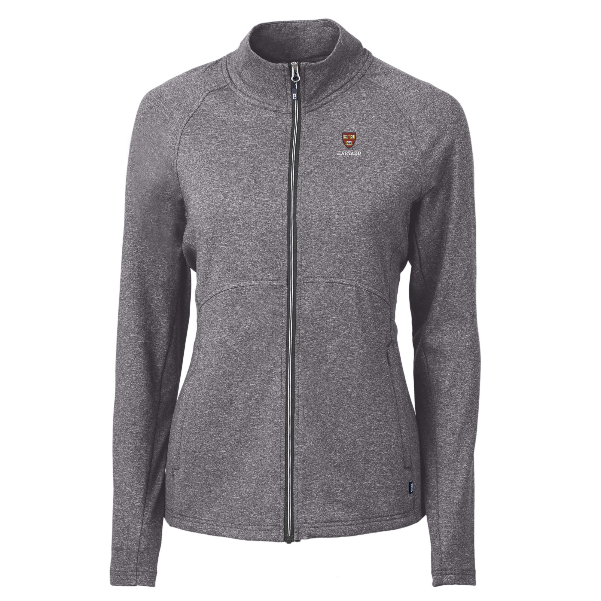 Women's Cutter & Buck Heather Black Harvard Crimson Adapt Eco Knit Heather Recycled Full-Zip Jacket - Image 6
