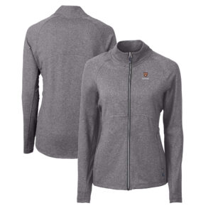 Women's Cutter & Buck  Heather Black Harvard Crimson Adapt Eco Knit Heather Recycled Full-Zip Jacket