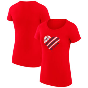 Women's G-III 4Her by Carl Banks  Red Atlanta Braves Heart Graphic Fitted T-Shirt