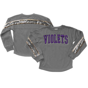 Girls Youth Gameday Couture  Gray NYU Violets Guess Who's Back Long Sleeve T-Shirt