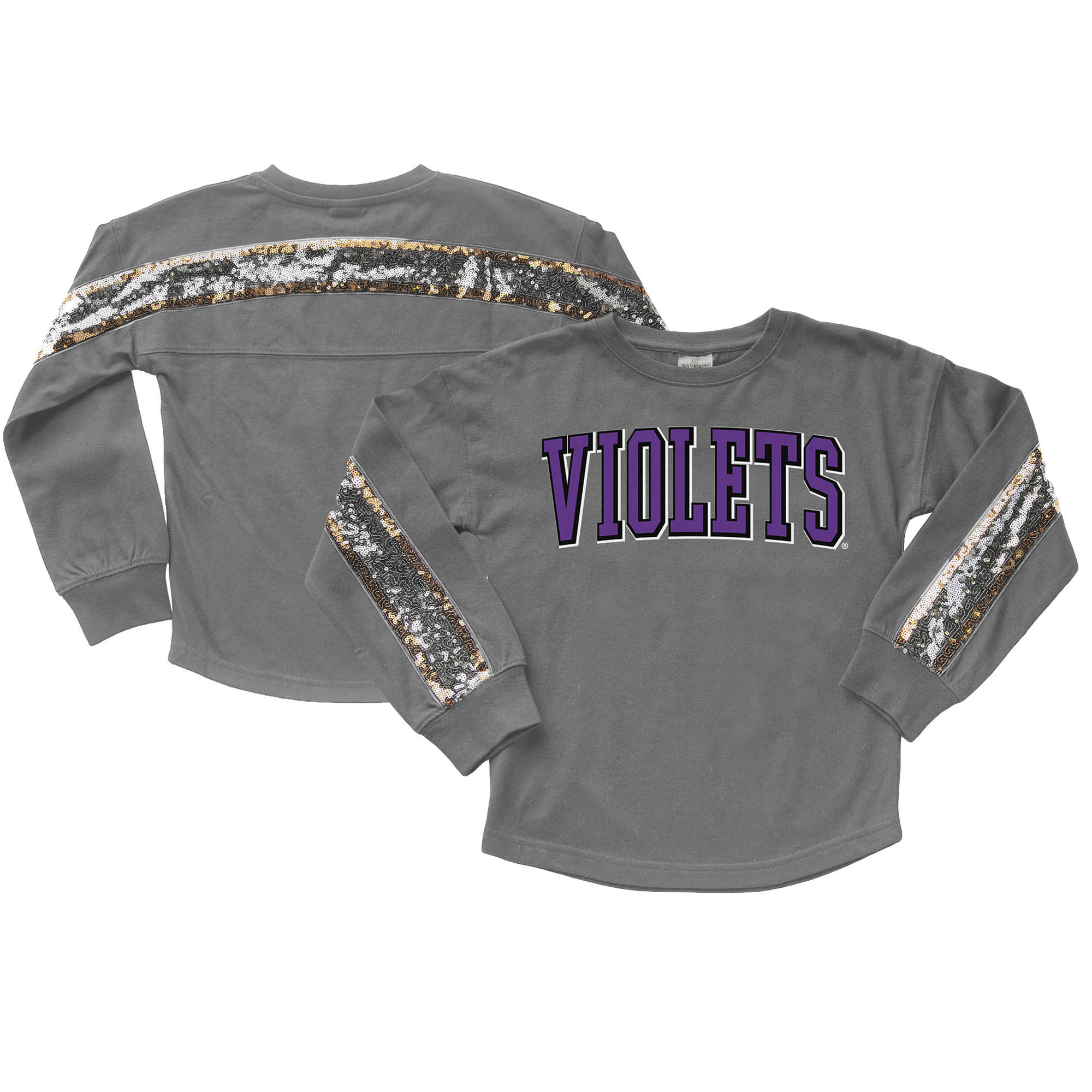Girls Youth Gameday Couture Gray NYU Violets Guess Who's Back Long Sleeve T-Shirt