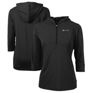 Women's Cutter & Buck  Black Tennessee Volunteers Alumni DryTec Virtue Eco Pique Recycled Half-Zip Pullover Hoodie