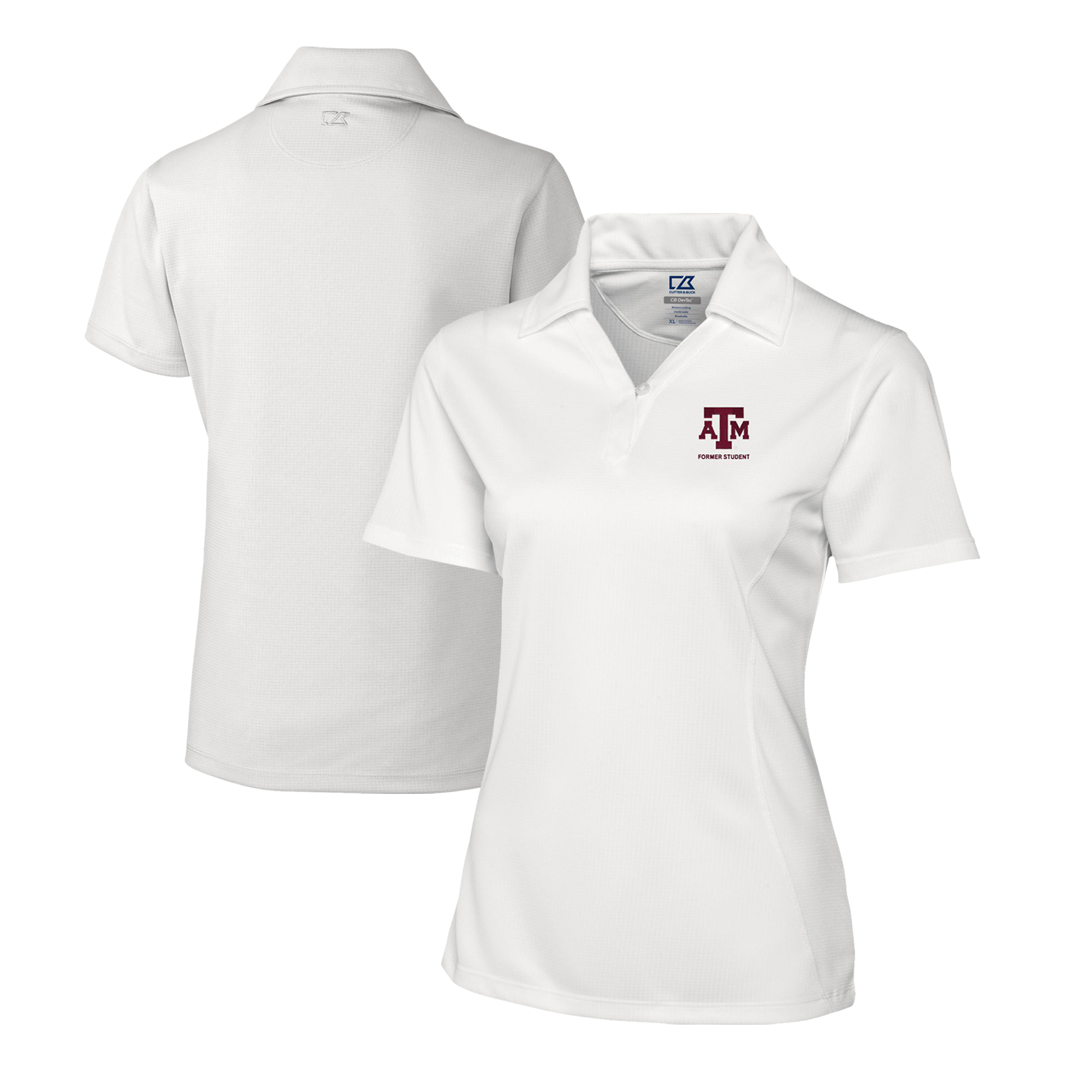 Women's Cutter & Buck White Texas A&M Aggies Alumni CB DryTec Genre Textured Solid Polo