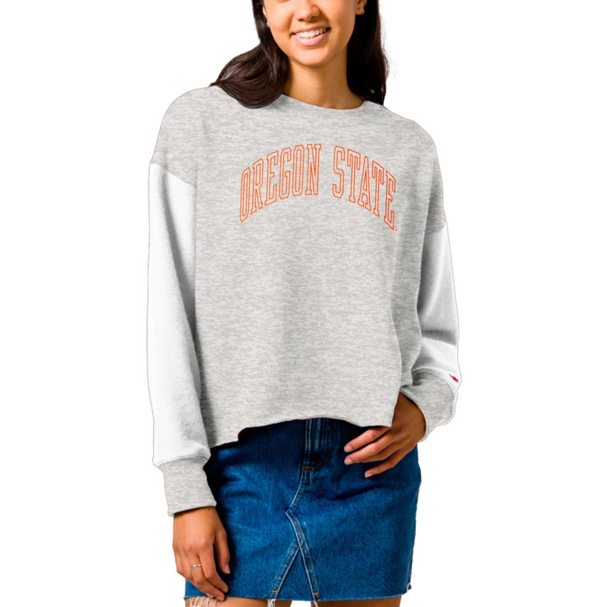 Women's League Collegiate Wear Gray Oregon State Beavers Reverse Fleece Cropped Pullover Sweatshirt