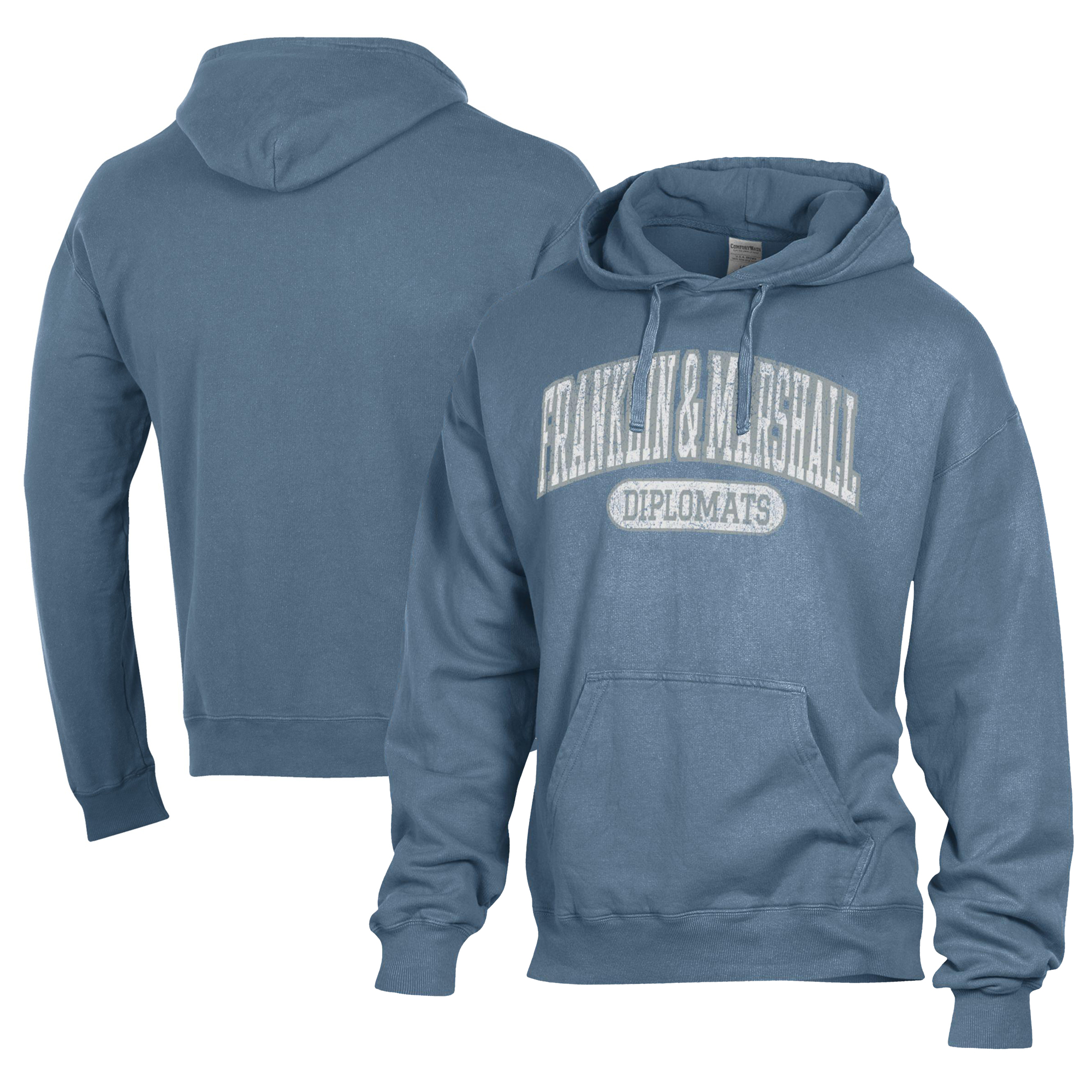 Men's Comfort Wash Blue Franklin & Marshall Diplomats Lightweight Fleece Pullover Hoodie - Image 5