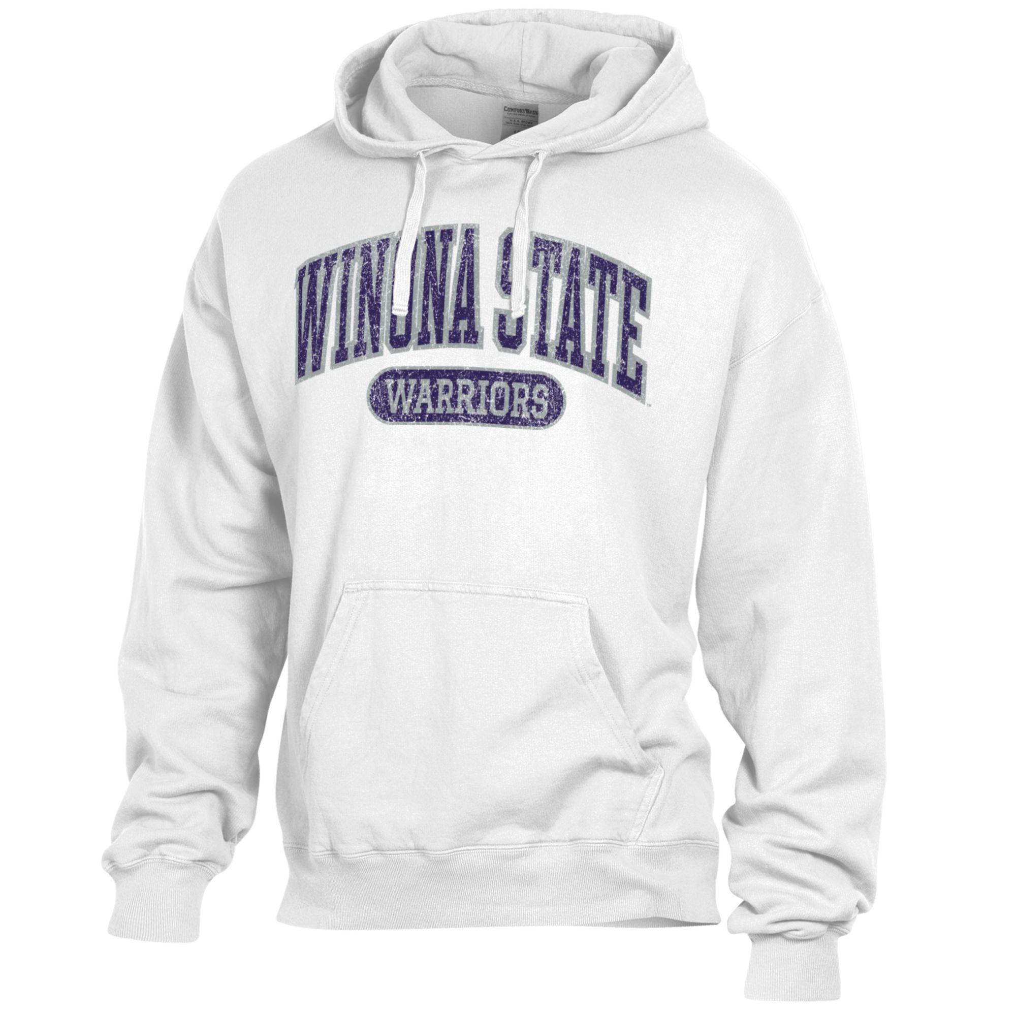Men's Comfort Wash White Winona State Warriors Lightweight Fleece Pullover Hoodie - Image 3