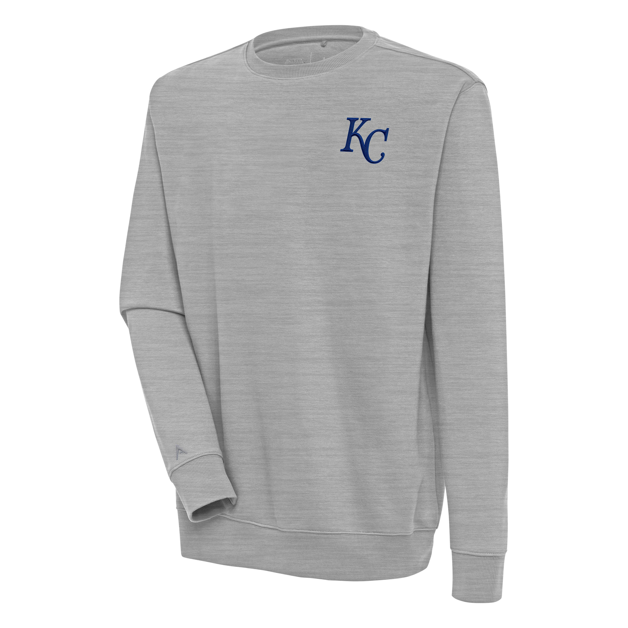 Men's Antigua Heather Gray Kansas City Royals Victory Pullover Sweatshirt