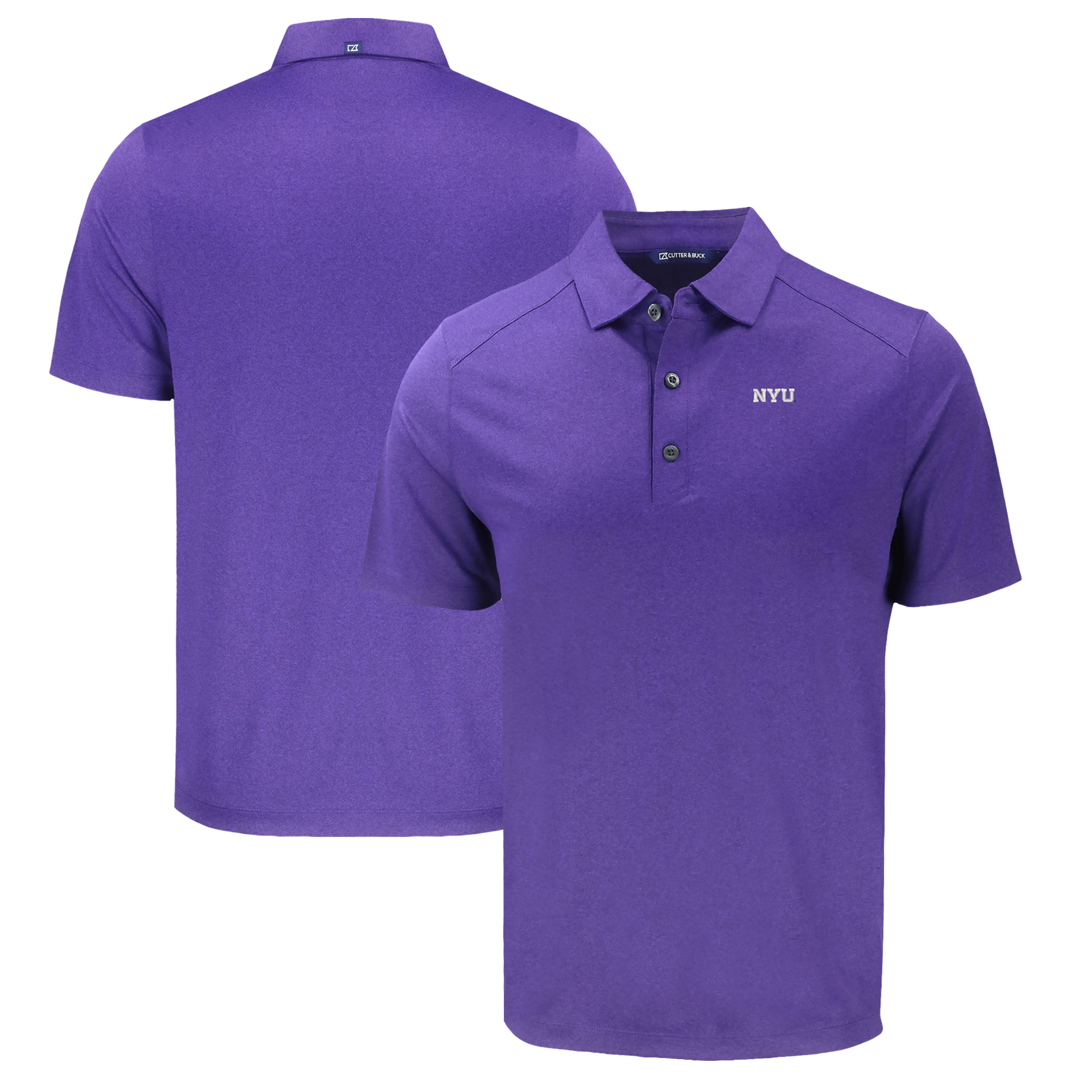 Men's Cutter & Buck Heather Purple NYU Violets Forge Eco Stretch Recycled Polo - Image 2