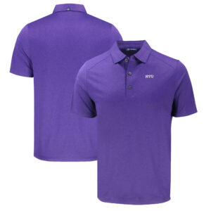 Men's Cutter & Buck Heather Purple NYU Violets Forge Eco Stretch Recycled Polo