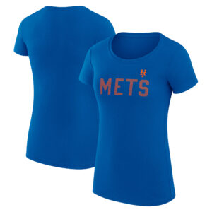Women's G-III 4Her by Carl Banks  Royal New York Mets Dot Print Fitted T-Shirt