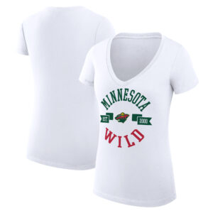 Women's G-III 4Her by Carl Banks White Minnesota Wild City Graphic V-Neck Fitted T-Shirt
