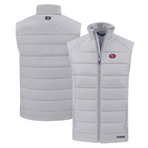 Men's Cutter & Buck Gray San Francisco 49ers Throwback Evoke Hybrid Eco Softshell Recycled Full-Zip Vest