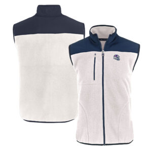Men's Cutter & Buck  Oatmeal Buffalo Bills Helmet Cascade Eco Sherpa Fleece Full-Zip Vest
