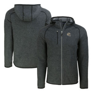 Men's Cutter & Buck  Heather Charcoal New Orleans Saints  Helmet Mainsail Sweater-Knit Full-Zip Hoodie