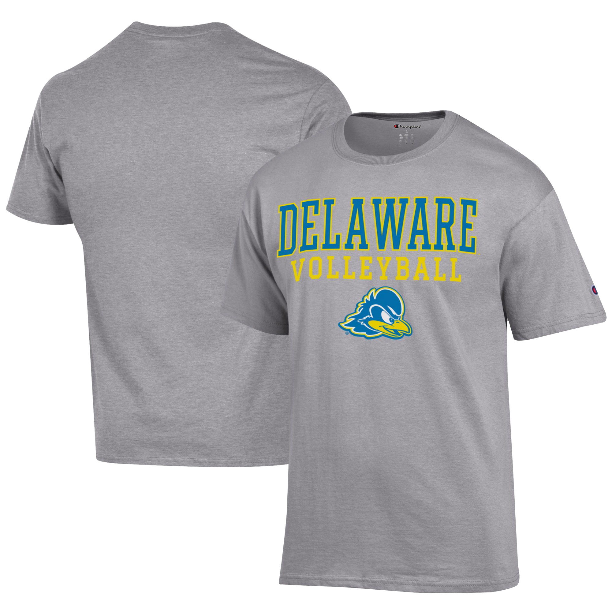 Men's Champion Gray Delaware Fightin' Blue Hens Icon Logo Volleyball Jersey T-Shirt
