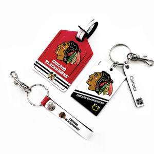 Chicago Blackhawks Leather Three-Piece Gift Pack with Personalized Keychain
