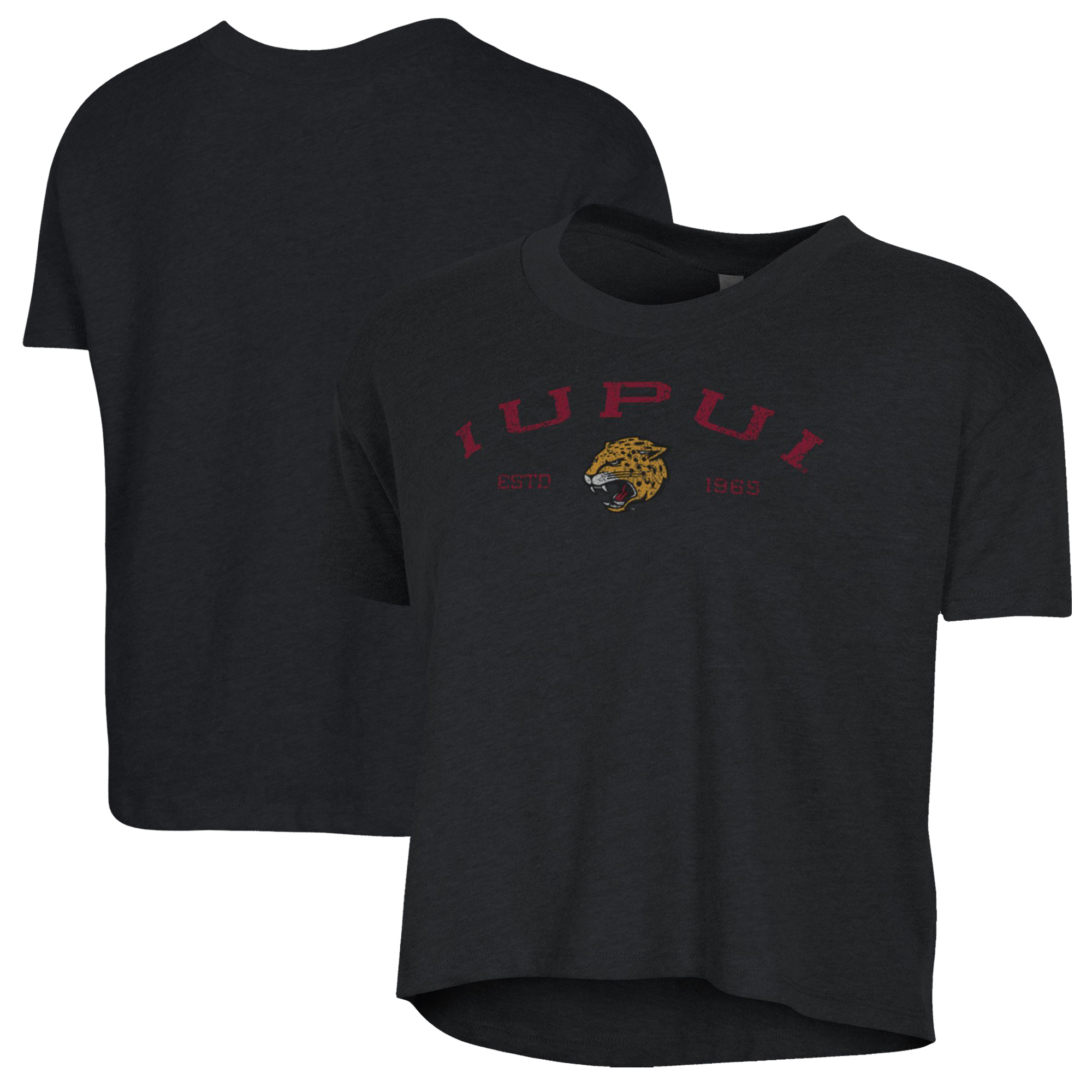 Women's Alternative Apparel Black IUPUI Jaguars Retro Jersey Headliner Cropped T-Shirt - Image 2
