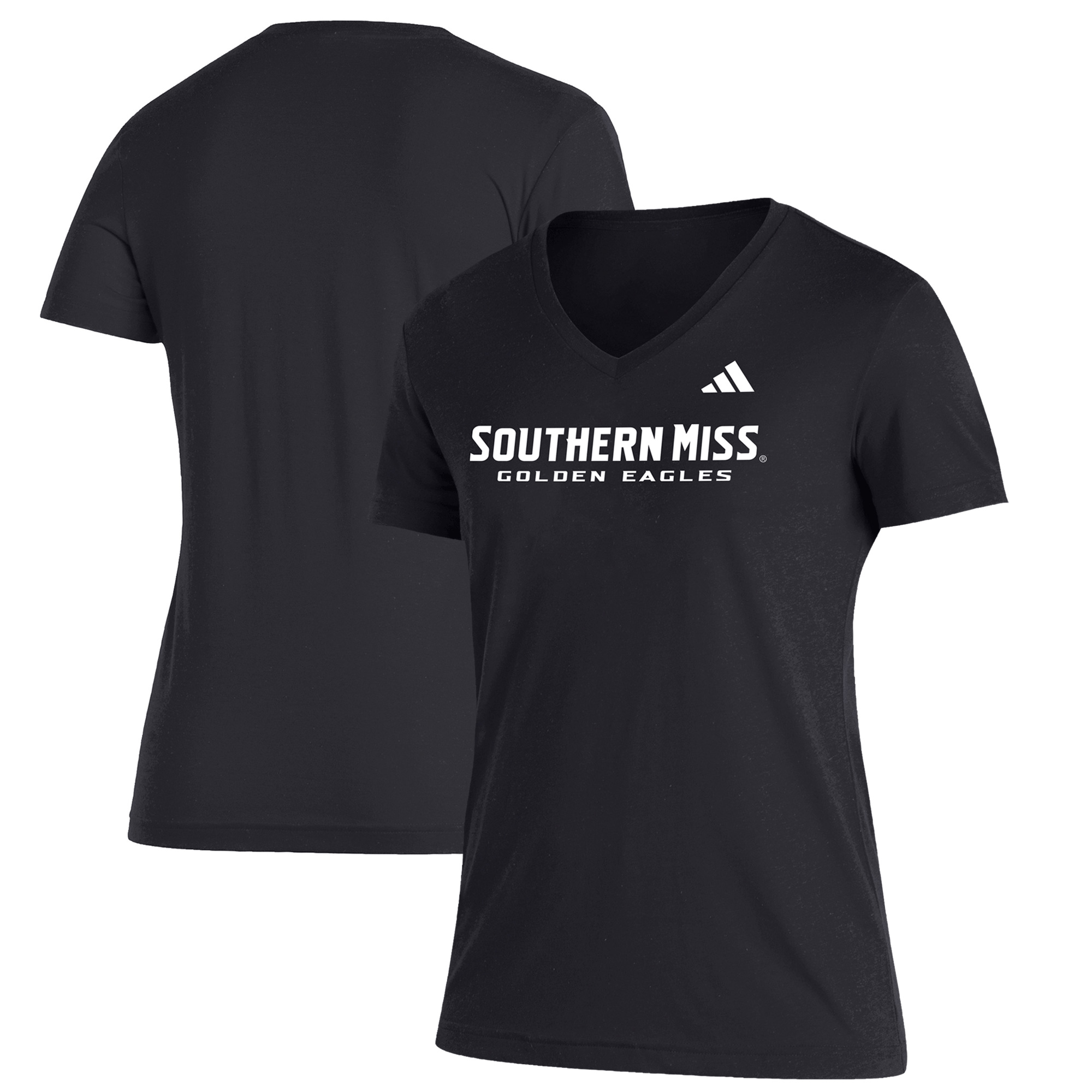 Women's adidas Black Southern Miss Golden Eagles Blend V-Neck T-Shirt