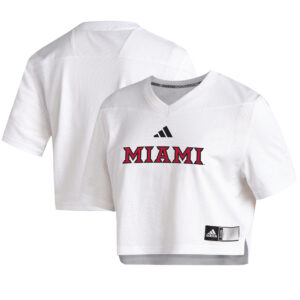 Women's adidas  White Miami University RedHawks Cropped Jersey Top