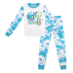 Girls Youth  White Looney Tunes Long Sleeve T-Shirt & Pants Sleepwear Set