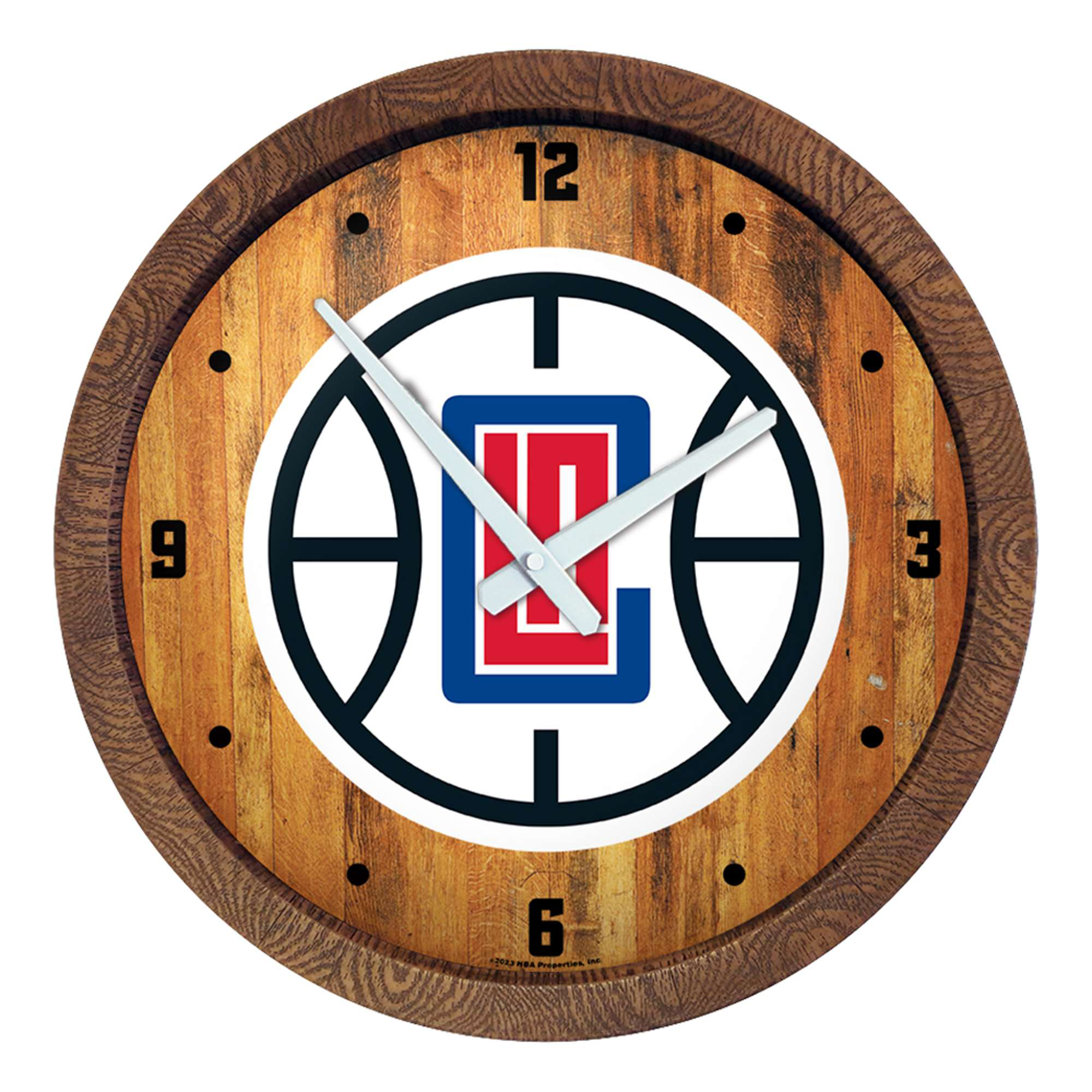 LA Clippers 20.25" Faux Barrel Top Clock - Image 6