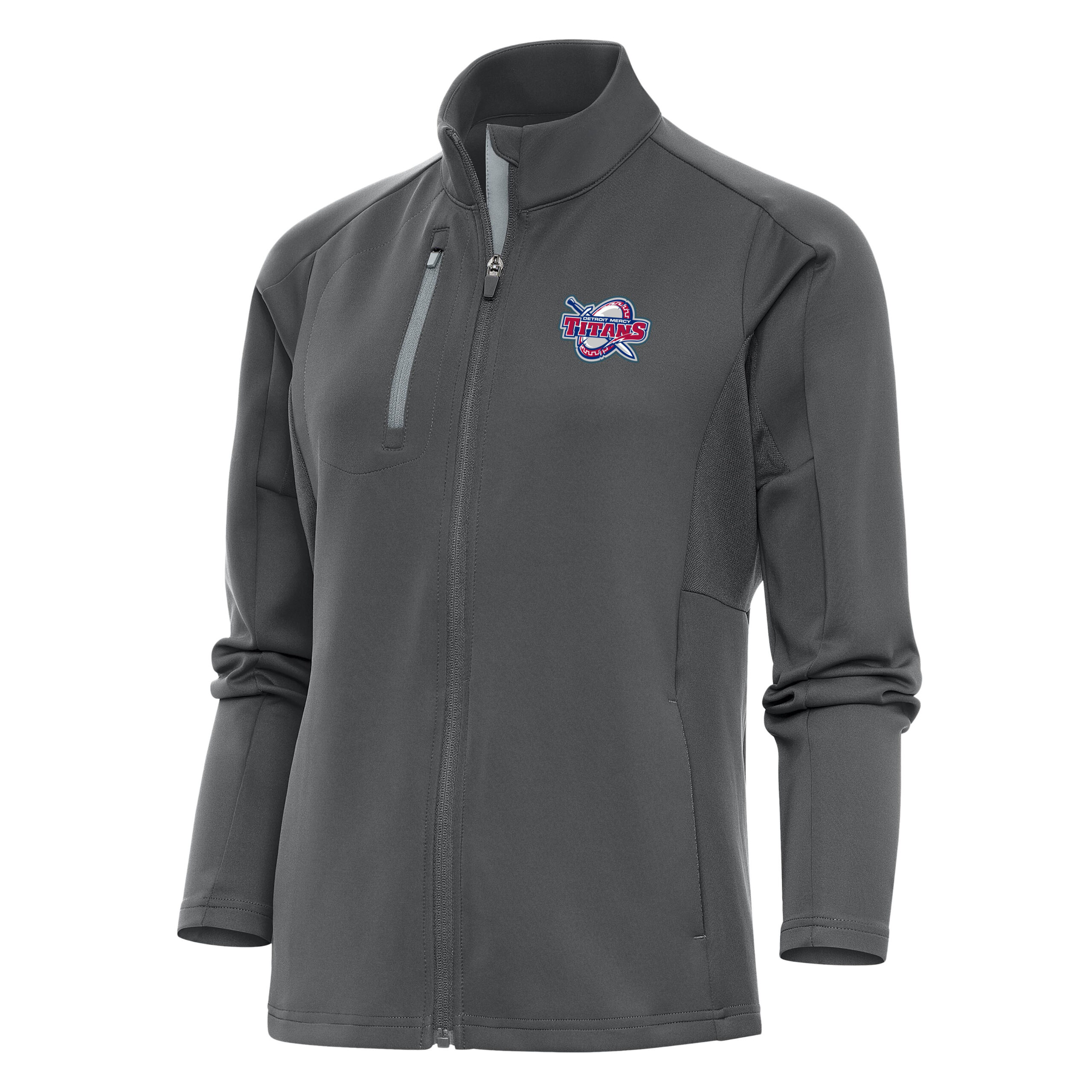 Women's Antigua Charcoal Detroit Mercy Titans Generation Digital Thermal Full-Zip Jacket