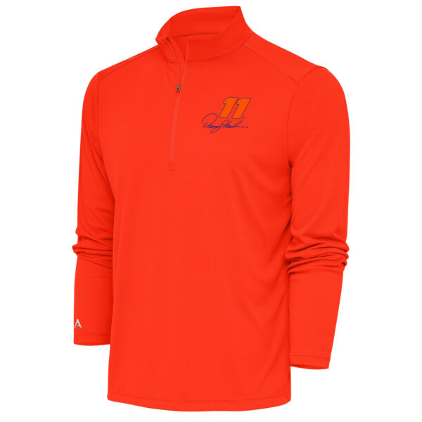 Men's Antigua Orange Denny Hamlin Tribute Quarter-Zip Pullover Top