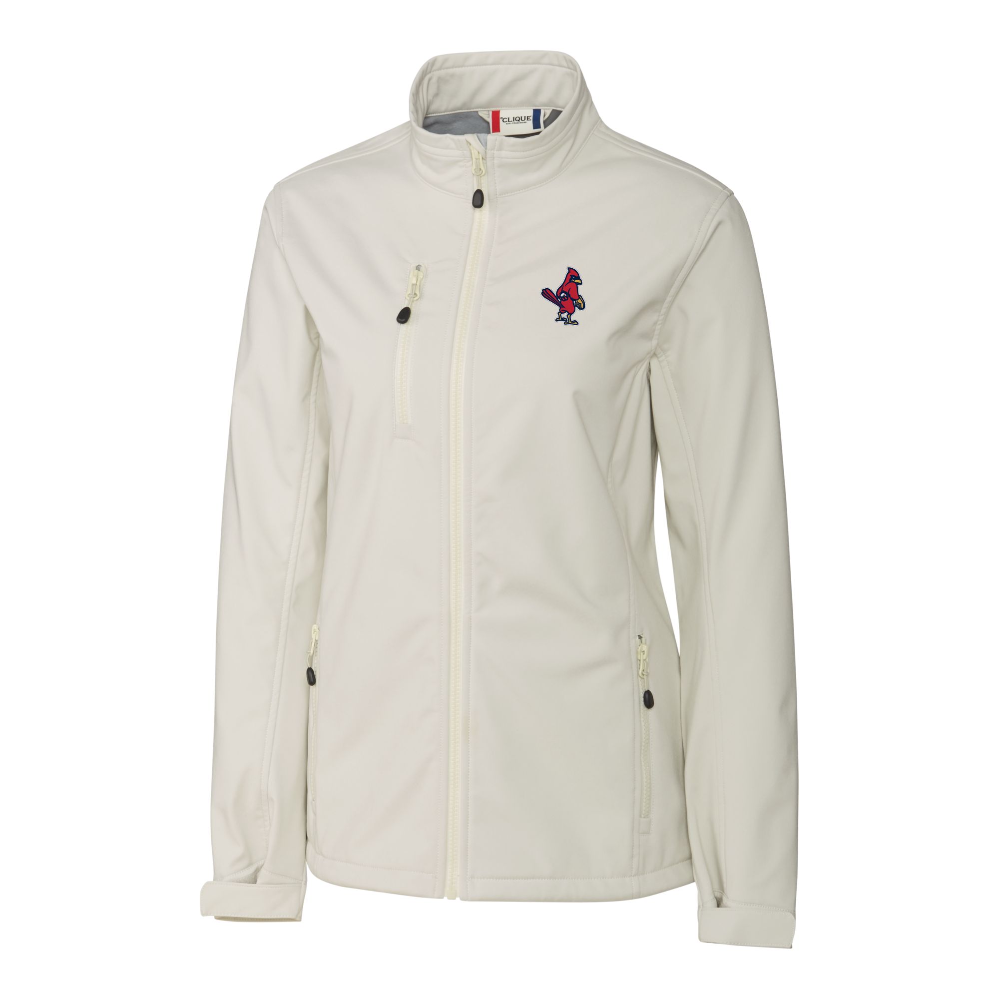 Women's Cutter & Buck Gray Memphis Redbirds Clique Telemark Eco Stretch Softshell Full-Zip Jacket - Image 6