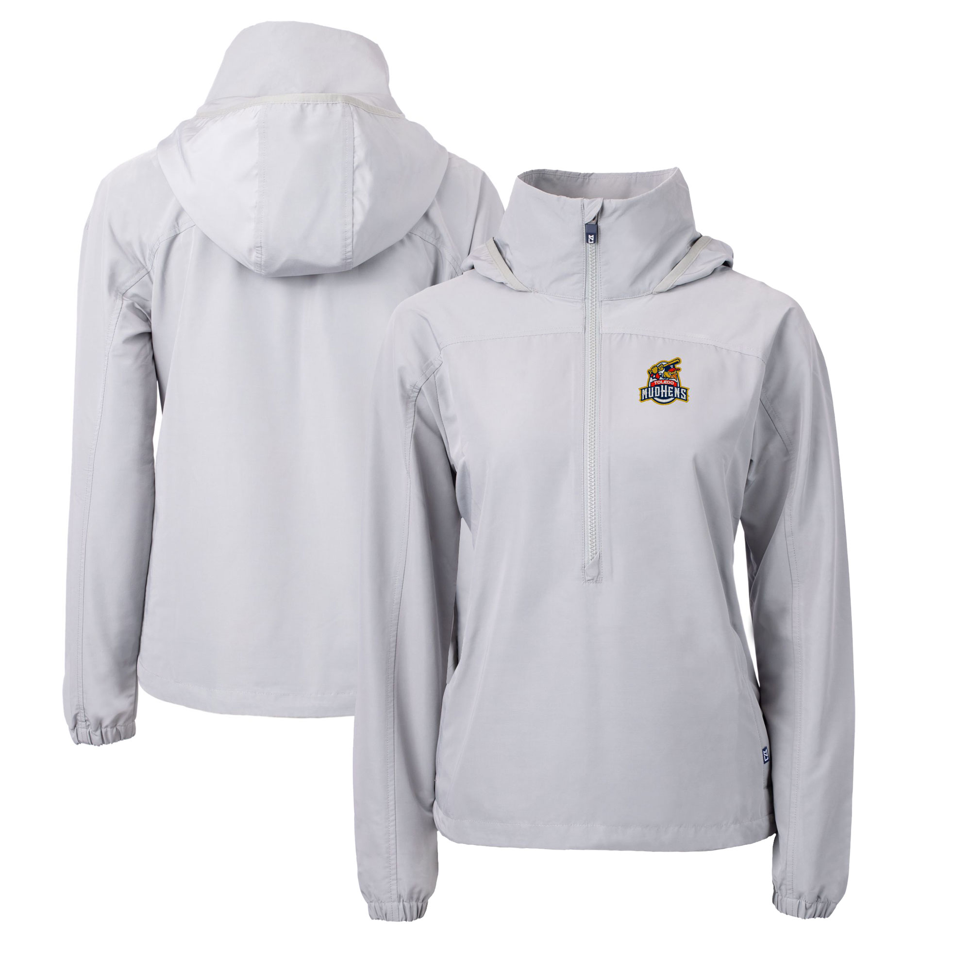 Women's Cutter & Buck Gray Toledo Mud Hens Charter Eco Recycled Half-Zip Anorak Jacket