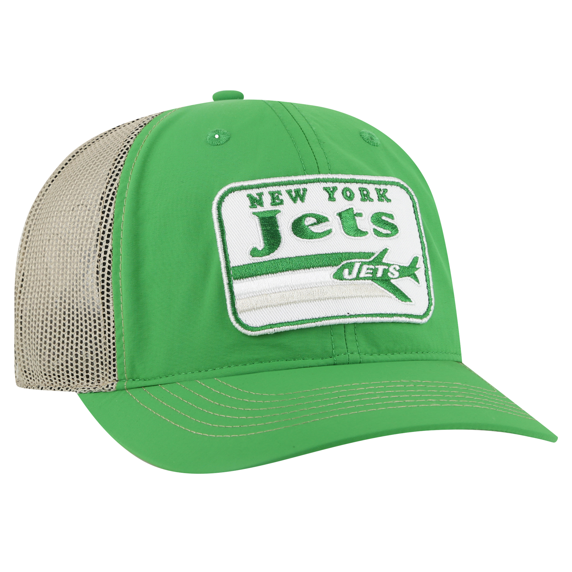 Men's '47 Kelly Green/Natural New York Jets Campscape Relaxed Trucker Adjustable Hat - Image 3