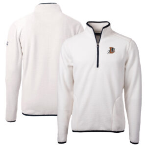Men's Cutter & Buck  Oatmeal Durham Bulls Cascade Eco Sherpa Fleece Quarter-Zip Jacket