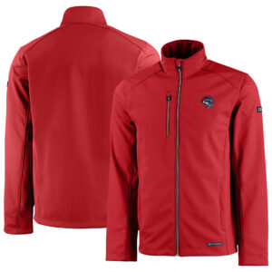 Men's Cutter & Buck  Red Binghamton Rumble Ponies Evoke Eco Softshell Recycled Full-Zip Jacket
