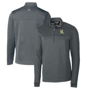 Men's Cutter & Buck  Gray Frisco RoughRiders Traverse Stripe Stretch Quarter-Zip Pullover Top