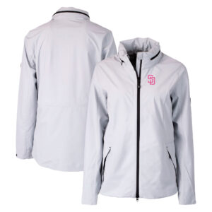 Women's Cutter & Buck Gray San Diego Padres City Connect Vapor Water Repellent Stretch Full-Zip Rain Jacket