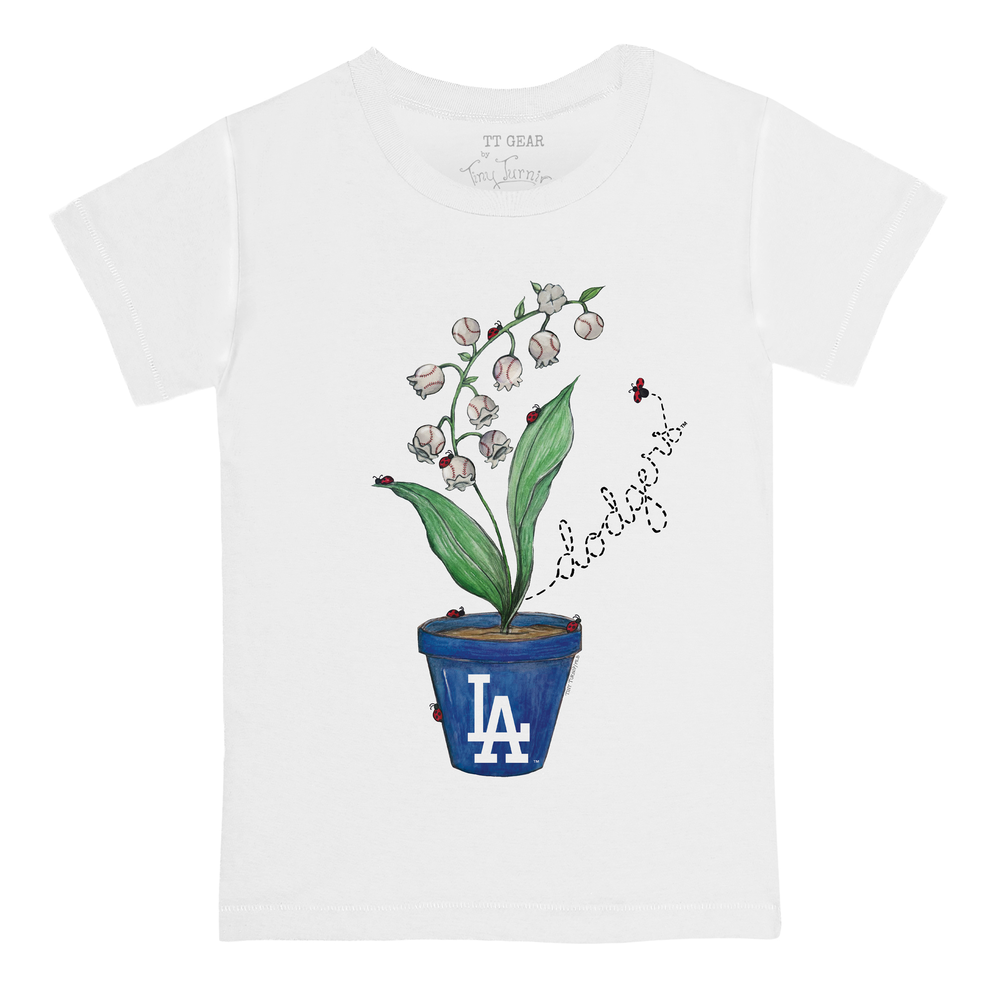 Toddler Tiny Turnip White Los Angeles Dodgers Lilies & Ladybugs T-Shirt - Image 9