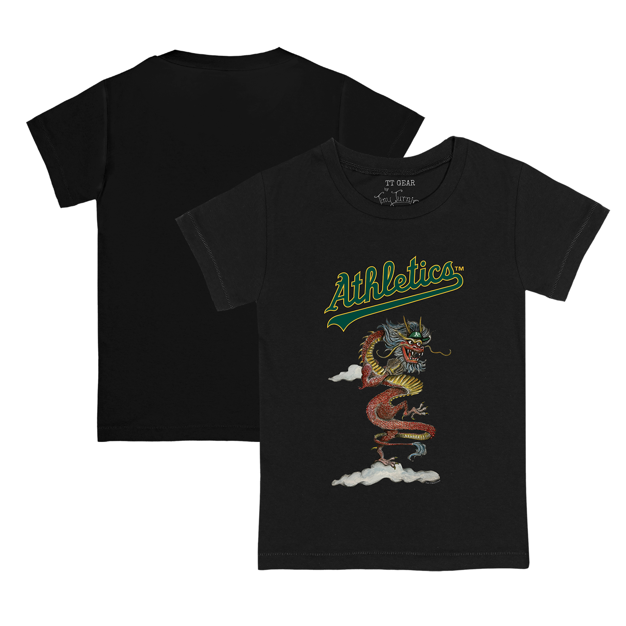 Toddler Tiny Turnip Black Oakland Athletics 2024 Year of the Dragon T-Shirt
