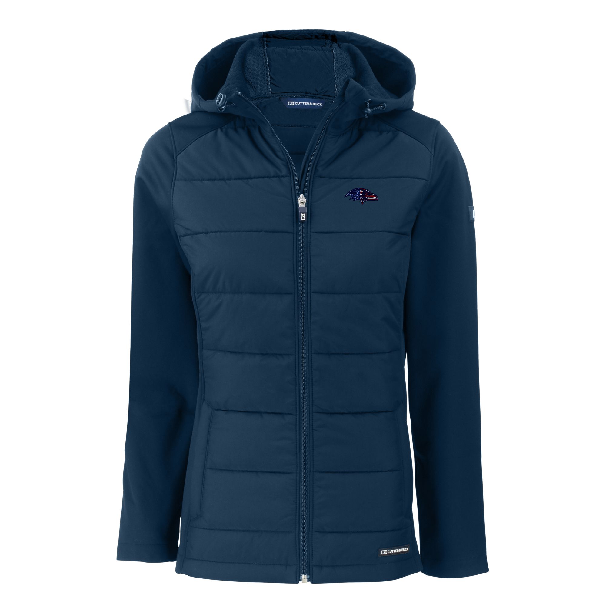 Women's Cutter & Buck Navy Baltimore Ravens Americana Evoke Hybrid Eco Softshell Recycled Full-Zip Hooded Jacket - Image 6