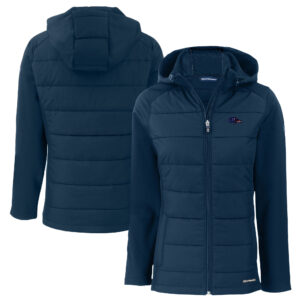 Women's Cutter & Buck  Navy Baltimore Ravens  Americana Evoke Hybrid Eco Softshell Recycled Full-Zip Hooded Jacket
