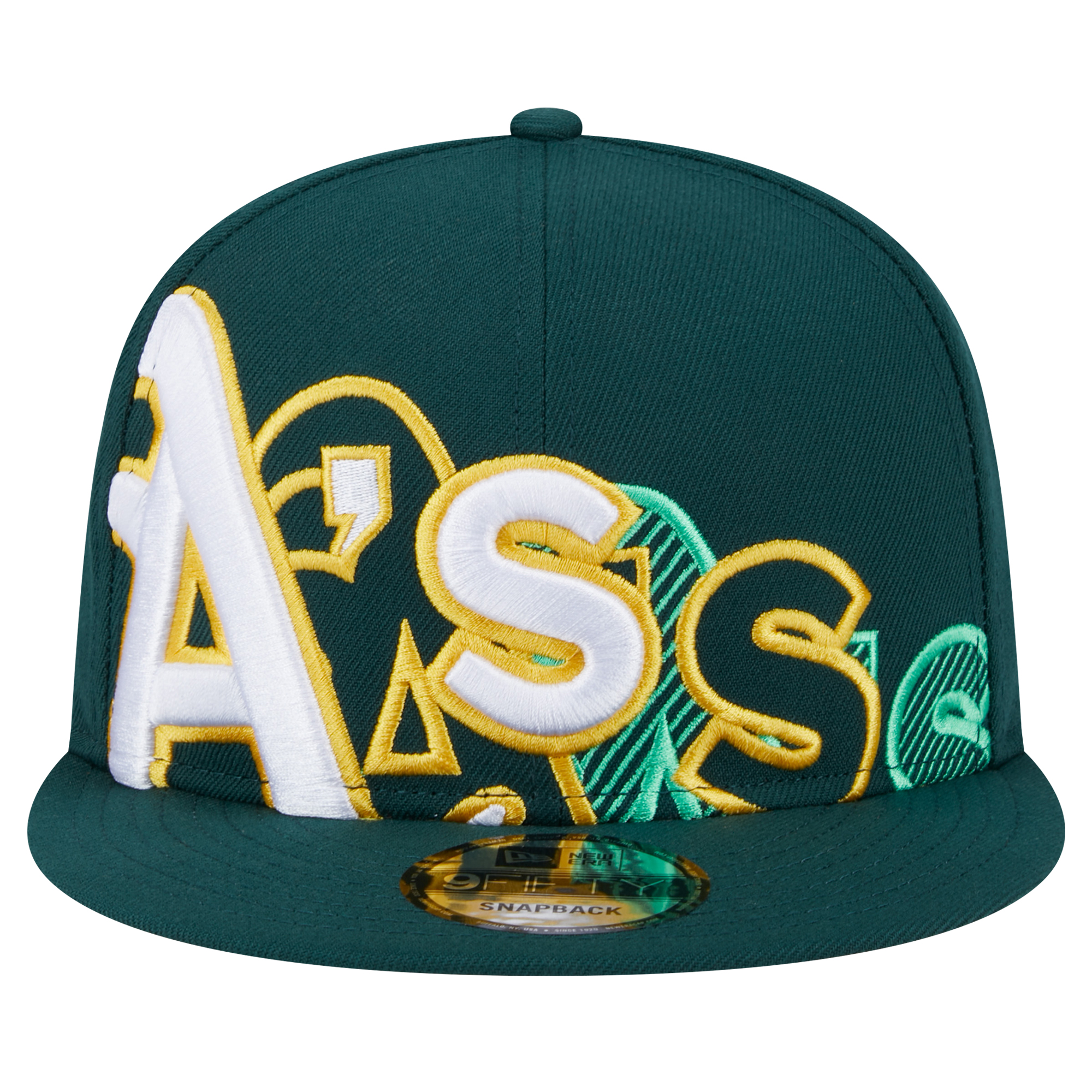 Men's New Era Green Oakland Athletics Team Shadow 9FIFTY Snapback Hat - Image 3