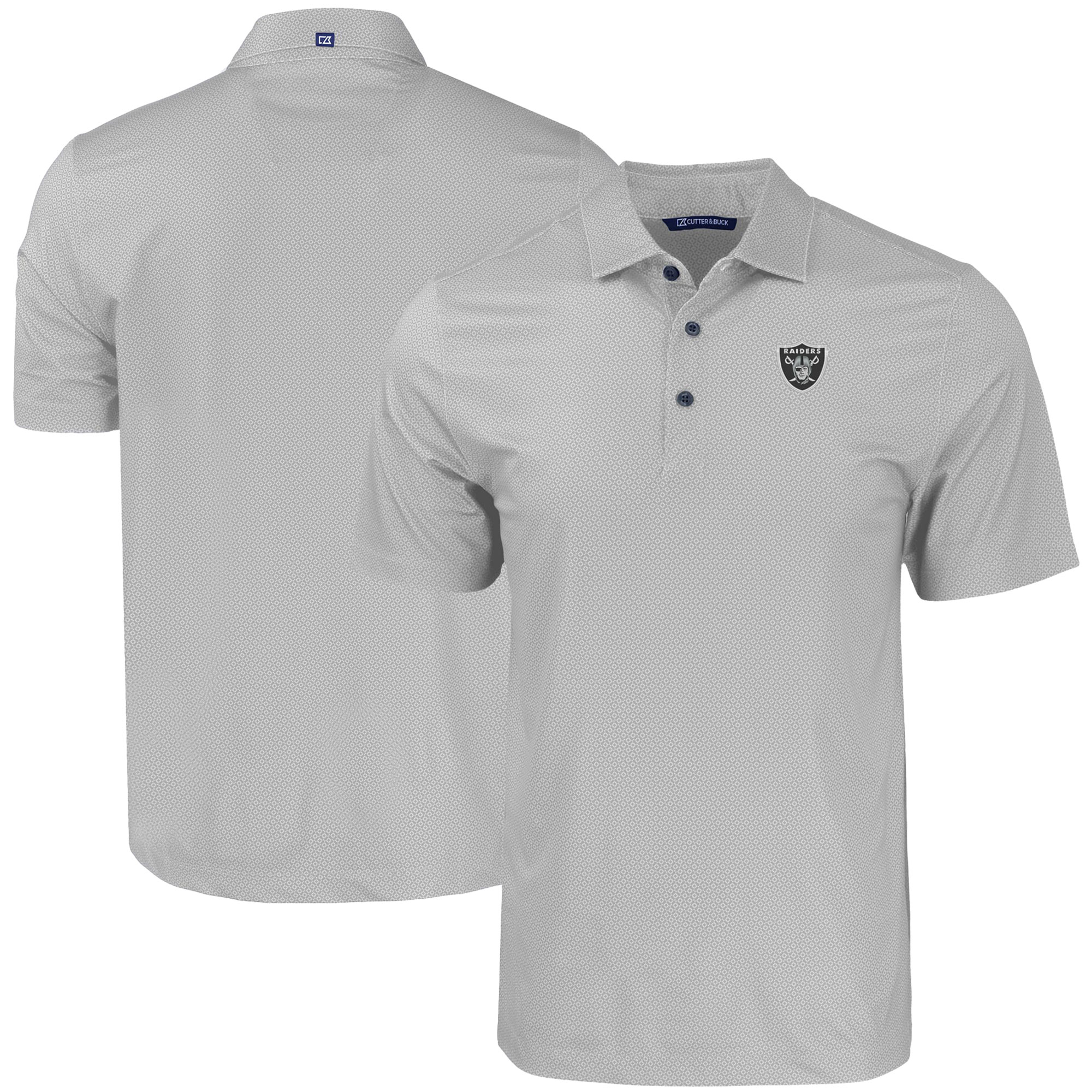 Men's Cutter & Buck Gray Las Vegas Raiders Big & Tall Pike Eco Tonal Geo Print Stretch Recycled Polo