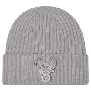 Men's New Era Gray Milwaukee Bucks Color Pack Cuffed Knit Hat