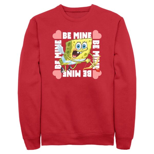 Men's Mad Engine Red SpongeBob SquarePants Valentine's Day Fleece Crewneck Sweatshirt