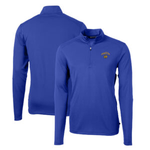 Men's Cutter & Buck Blue Seattle Mariners City Connect Big & Tall Virtue Eco Pique Recycled Quarter-Zip Pullover Top