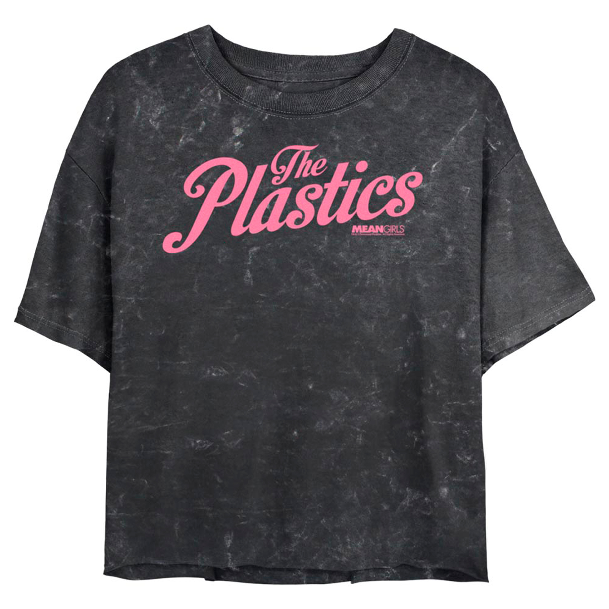 Women's Mad Engine Black Mean Girls The Plastics Cropped Graphic T-Shirt