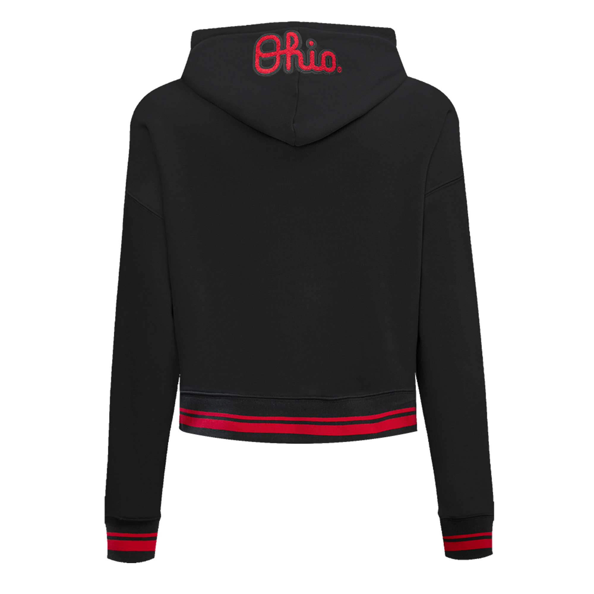 Women's Pro Standard Black Ohio State Buckeyes Cropped Pullover Hoodie - Image 13