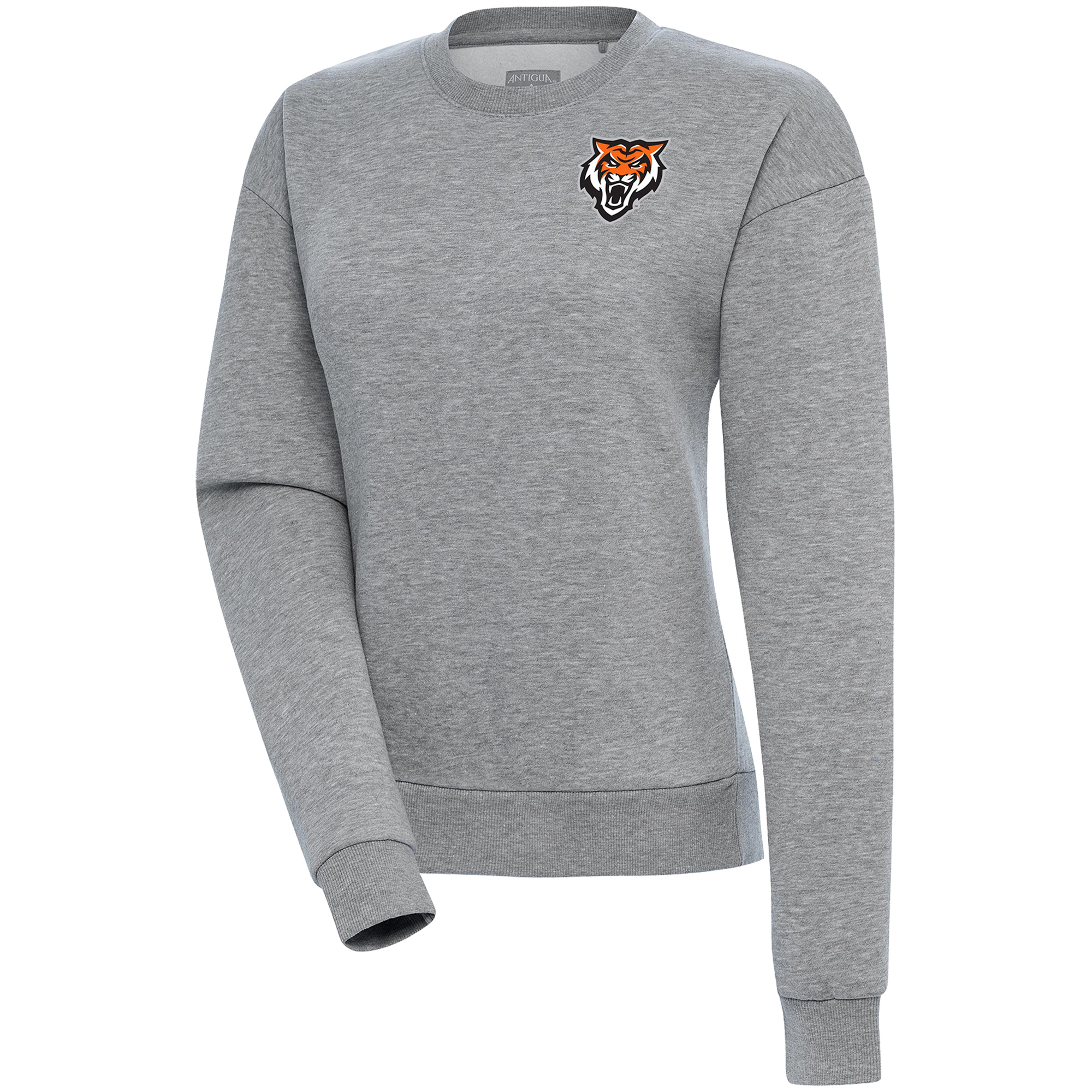 Women's Antigua Heather Gray Idaho State Bengals Victory Crewneck Pullover Sweatshirt