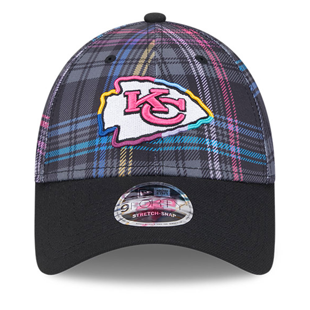 Men's New Era Black Kansas City Chiefs 2024 NFL Crucial Catch Plaid 9FORTY Adjustable Hat - Image 3