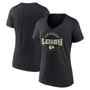 Women's Black Chicago Blackhawks St. Patrick's Day Lucky V-Neck T-Shirt