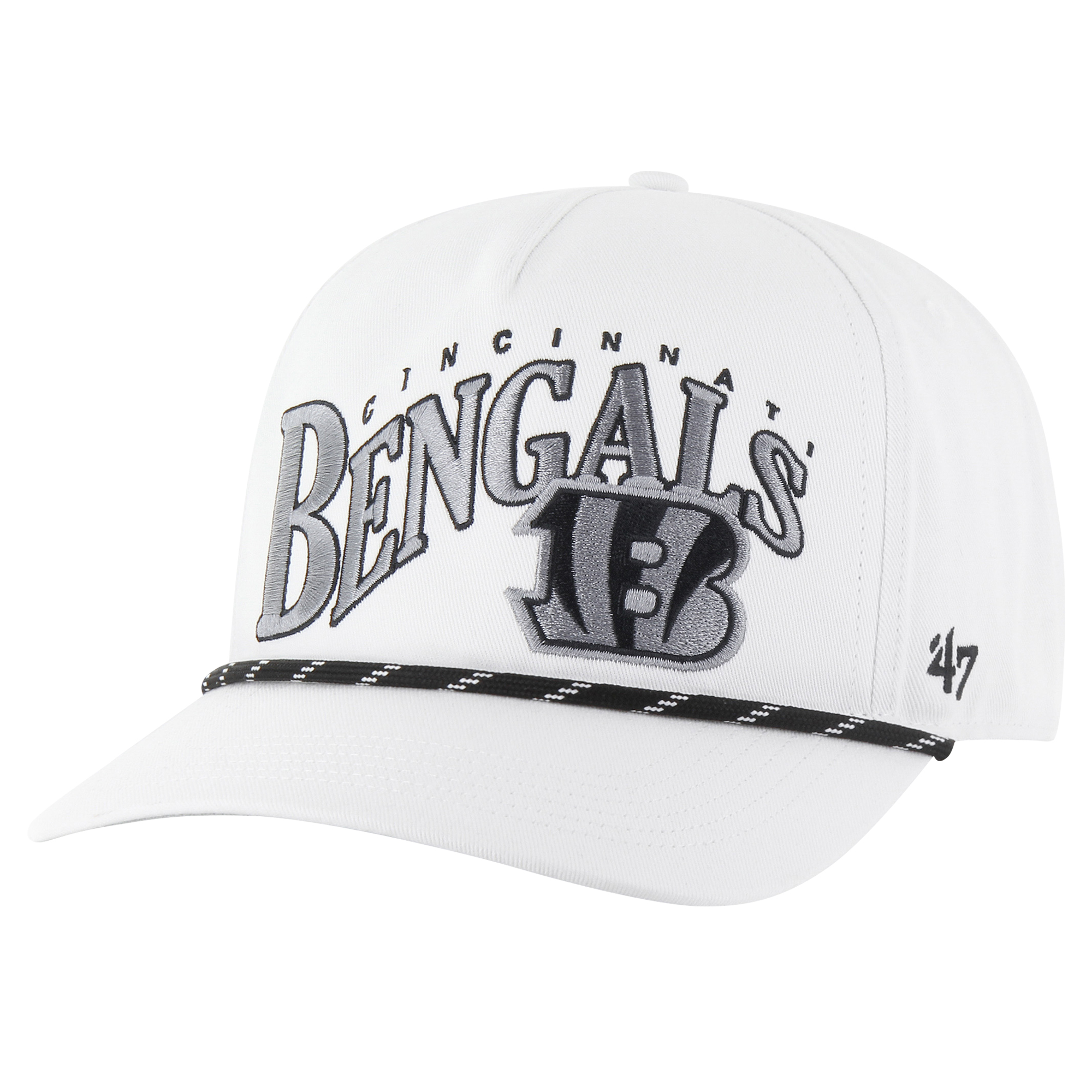Men's '47 White Cincinnati Bengals Wave Speckle Hitch Rope Adjustable Hat - Image 2
