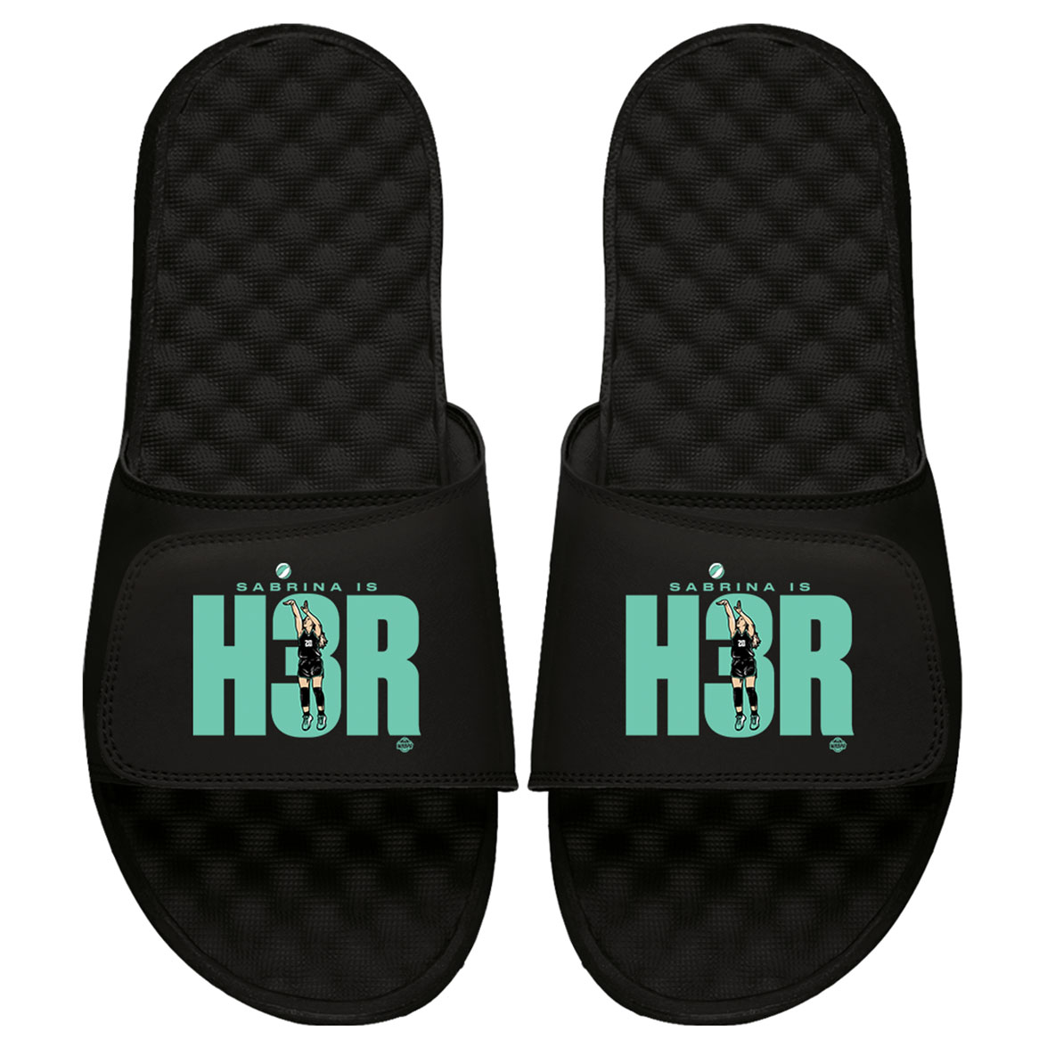 Unisex ISlide Sabrina Ionescu Black New York Liberty Her Slogan Slide Sandals